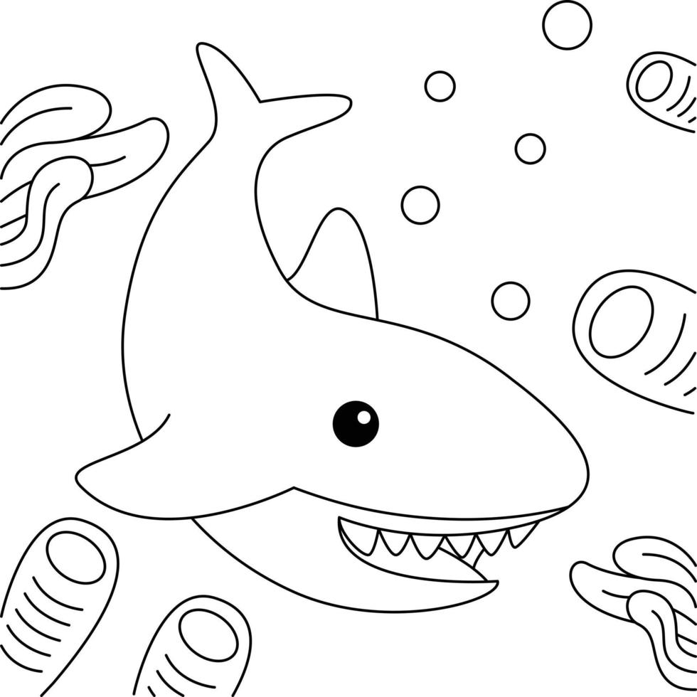 shark doodle coloring for kids vector