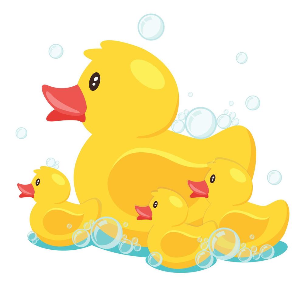 rubber ducks family vector