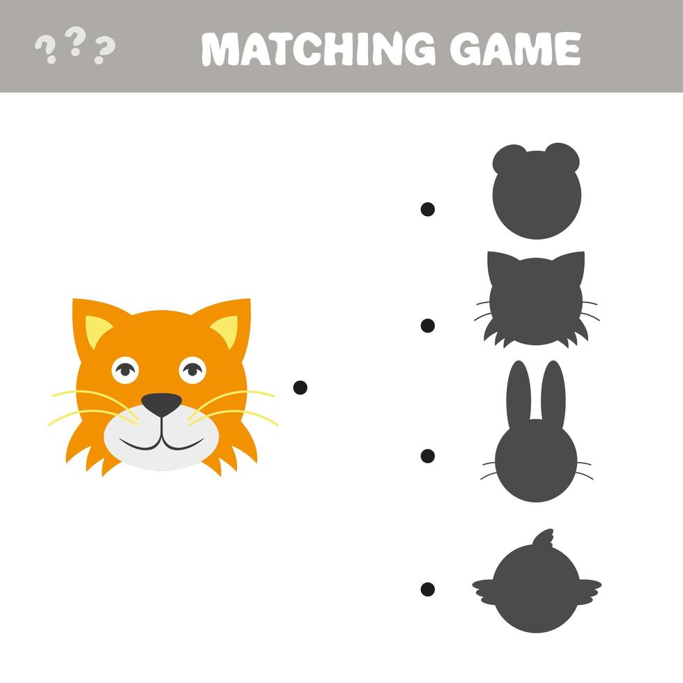 Shadow matching game. Vector Illustration of make the choice shadow - cat