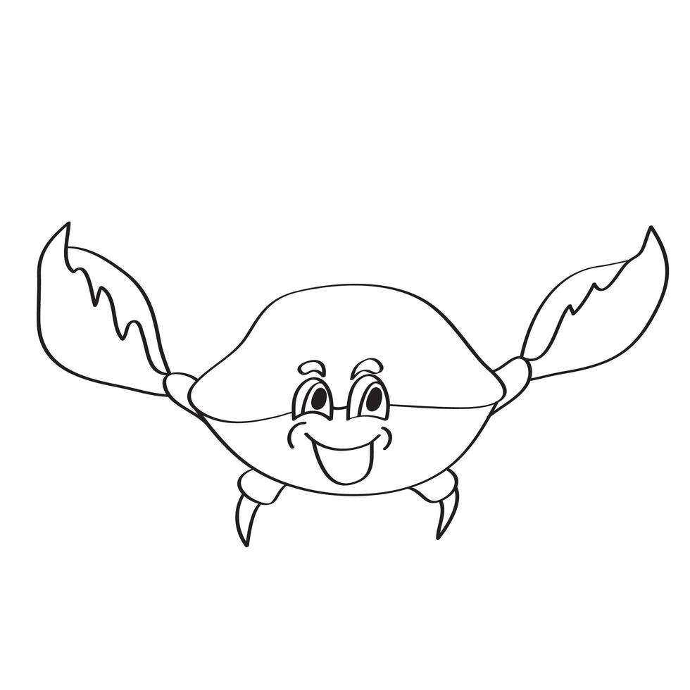Simple coloring page. Vector illustration of Cartoon crab - Coloring book