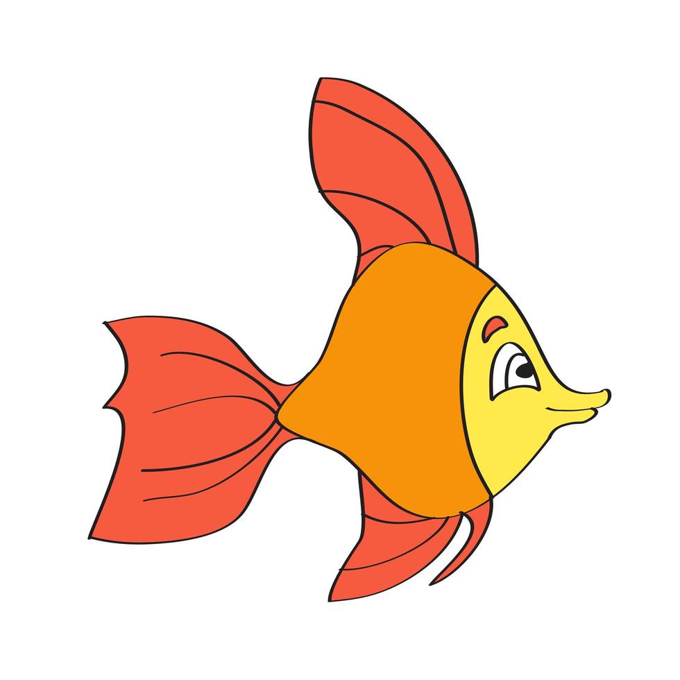 Simple cartoon icon. Vector icon of cute smiling cartoon fish