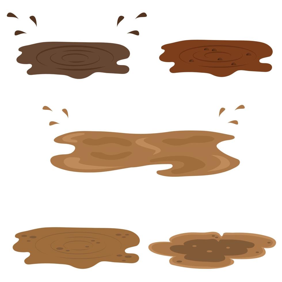 muddy puddles set vector