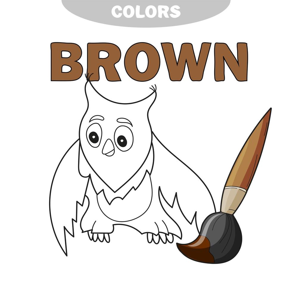 Funny cartoon character owl. Vector isolated coloring book. Contour on a white