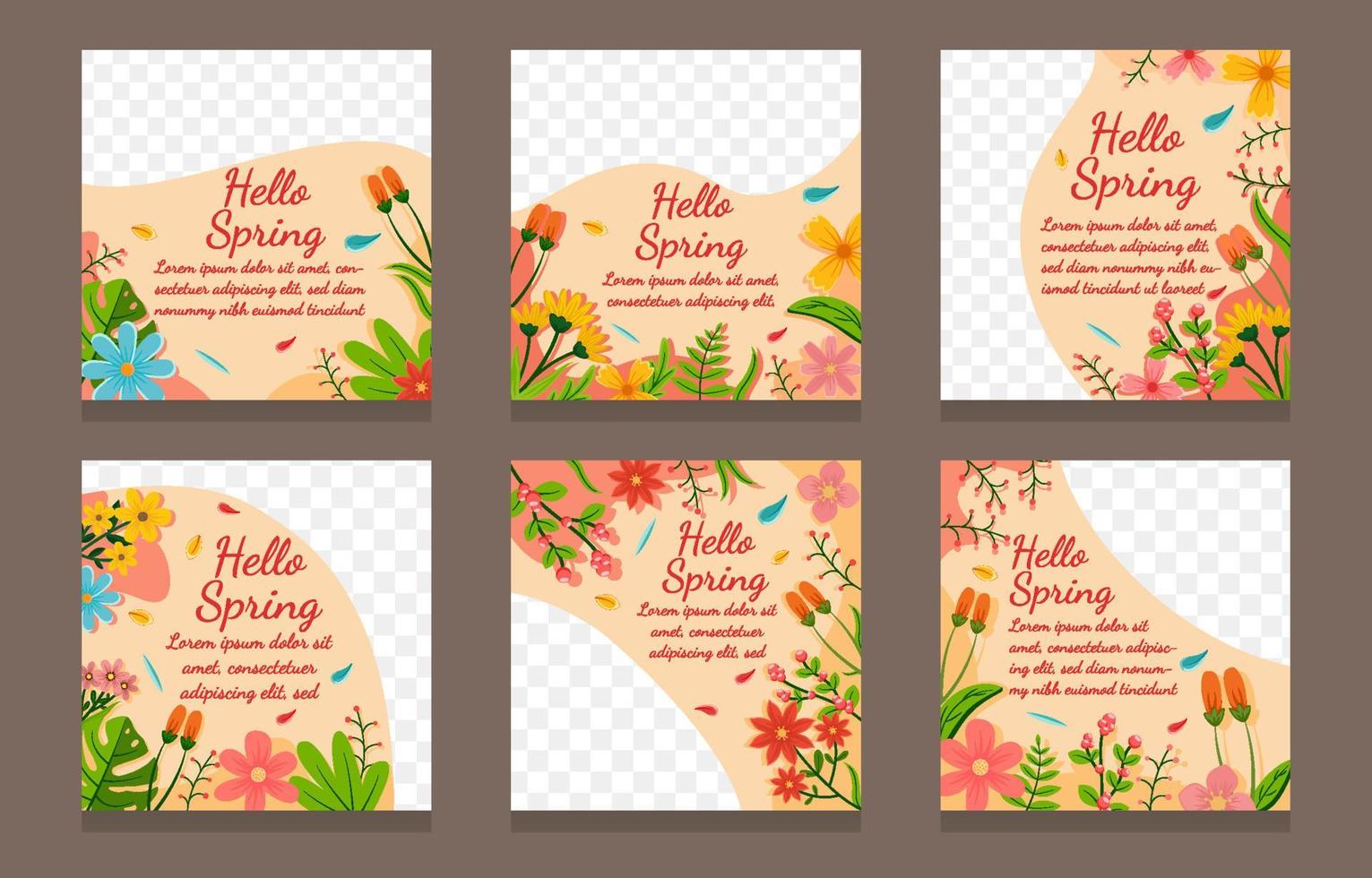 Spring Floral Social Media Template vector