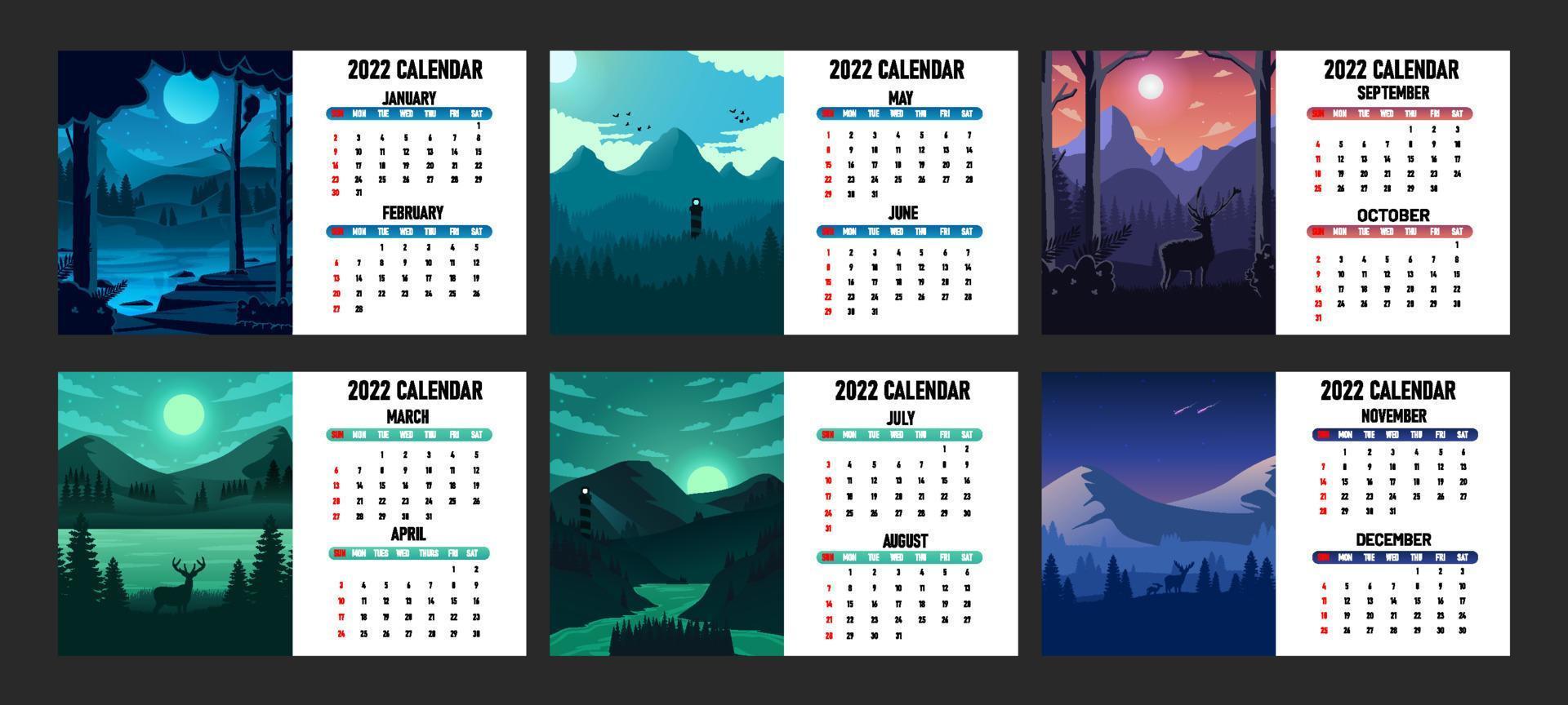 plantillas de calendario 2022 vector