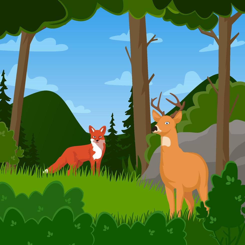 Wildlife in The Woods Concept vector
