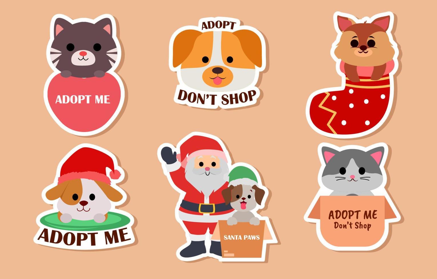 Santa Paws with Cute Dog Sticker Concept vector