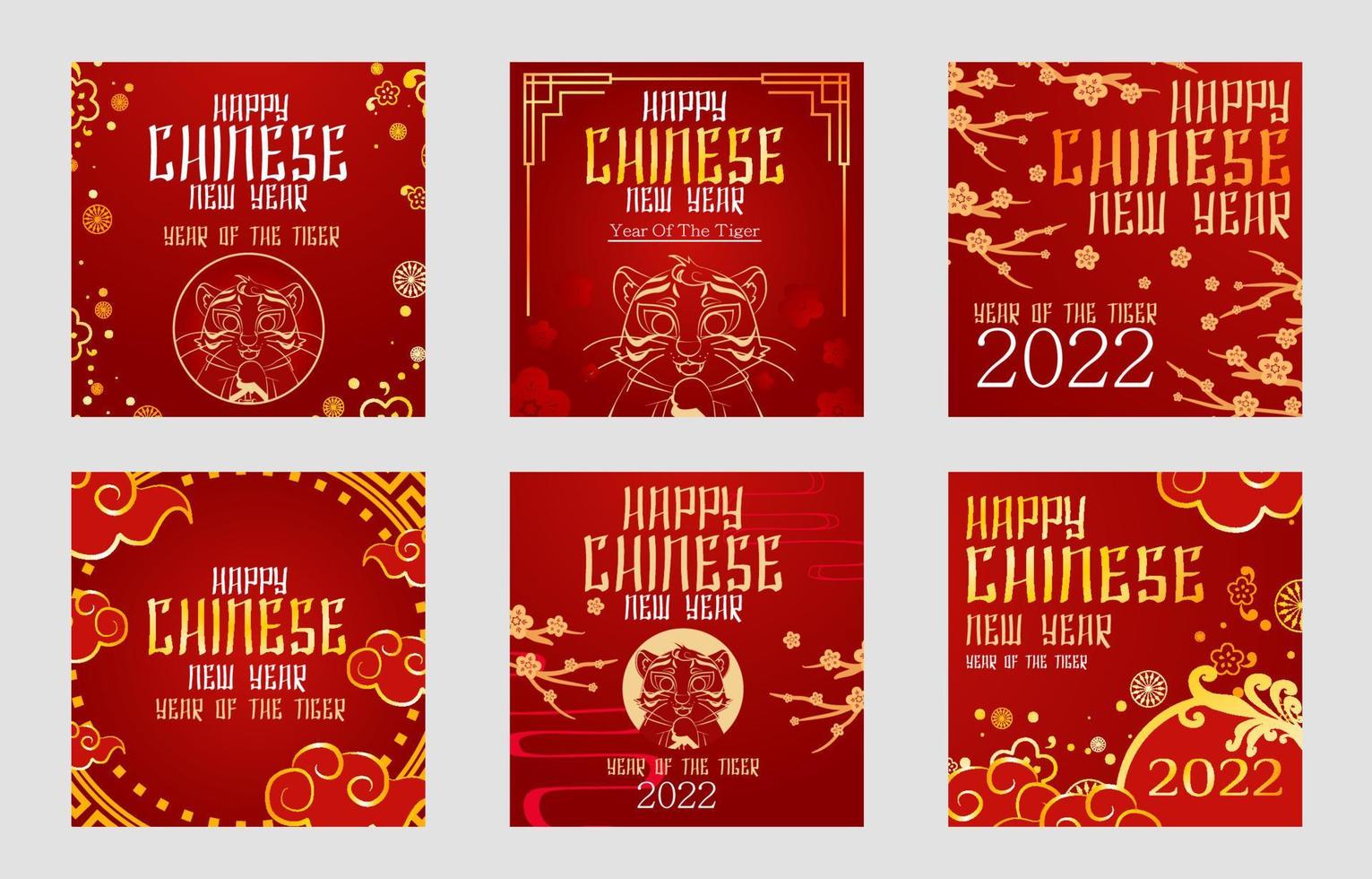 Chinese New Year of Tiger Social Media vector