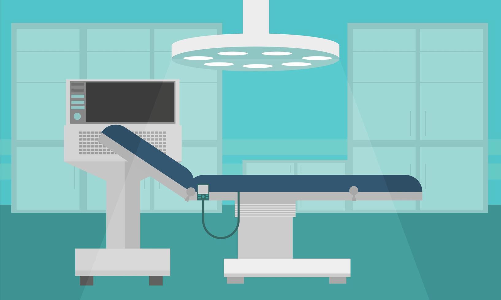 Ilustración de vector plano de terapia intensiva interior de habitación de hospital