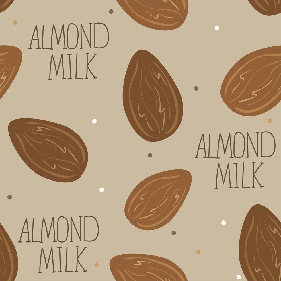 Leche de almendras - vector conjunto de elementos de diseño y patrón para el fondo de embalaje