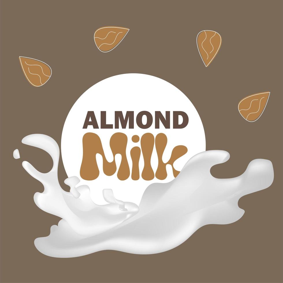 ilustración vectorial con leche de almendras. concepto de vector libre de lactosa