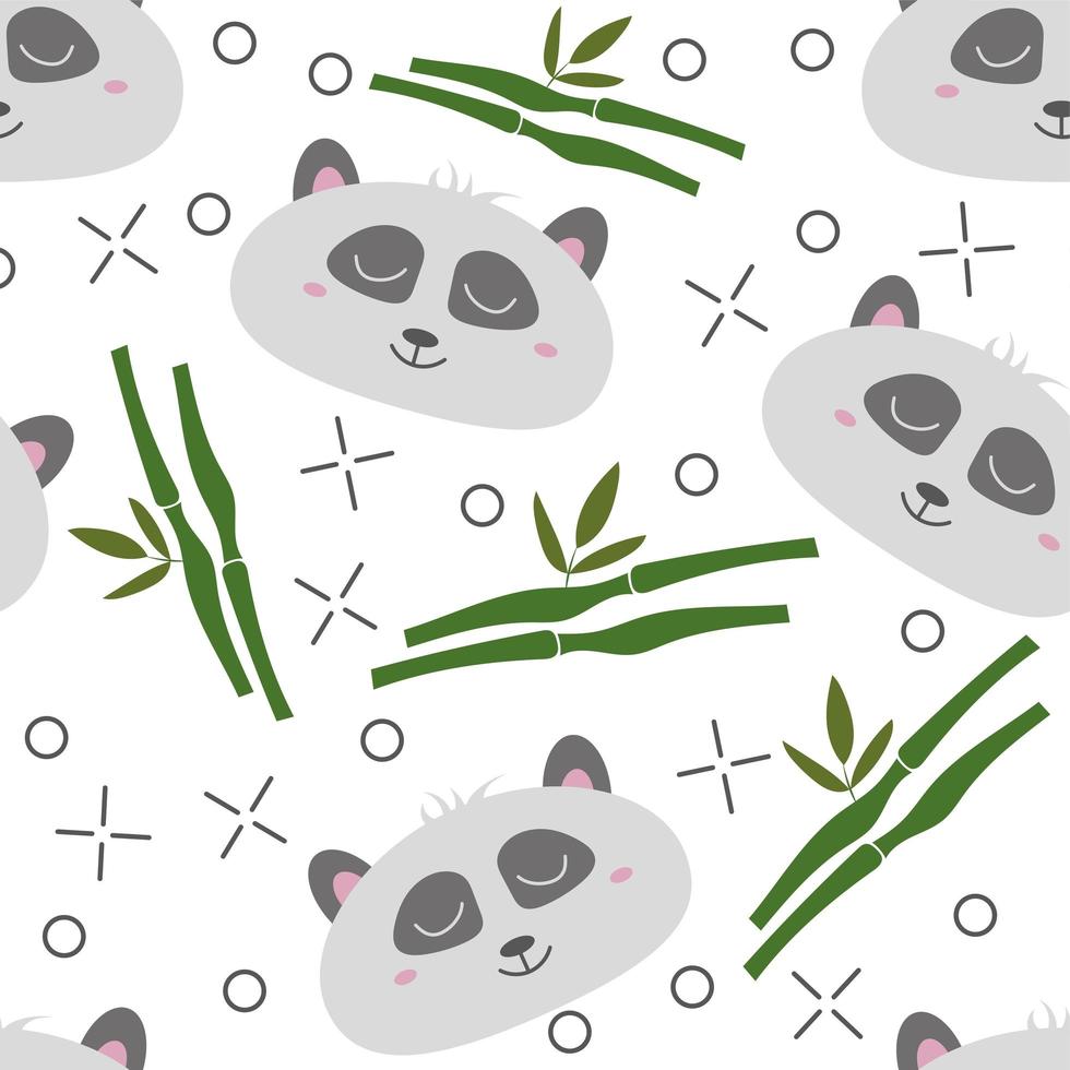 Seamless pattern hand-Drawn faces of pandas. Background for Children vector