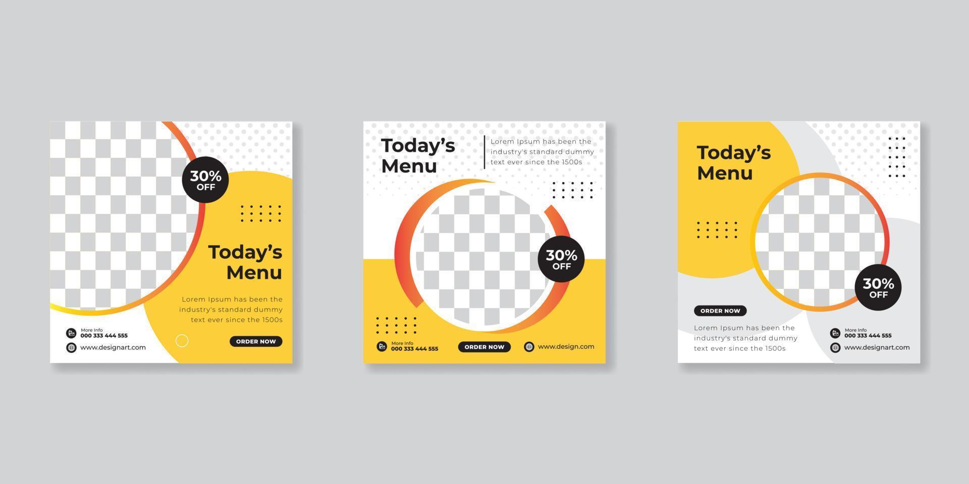 Food menu banner social media post vector