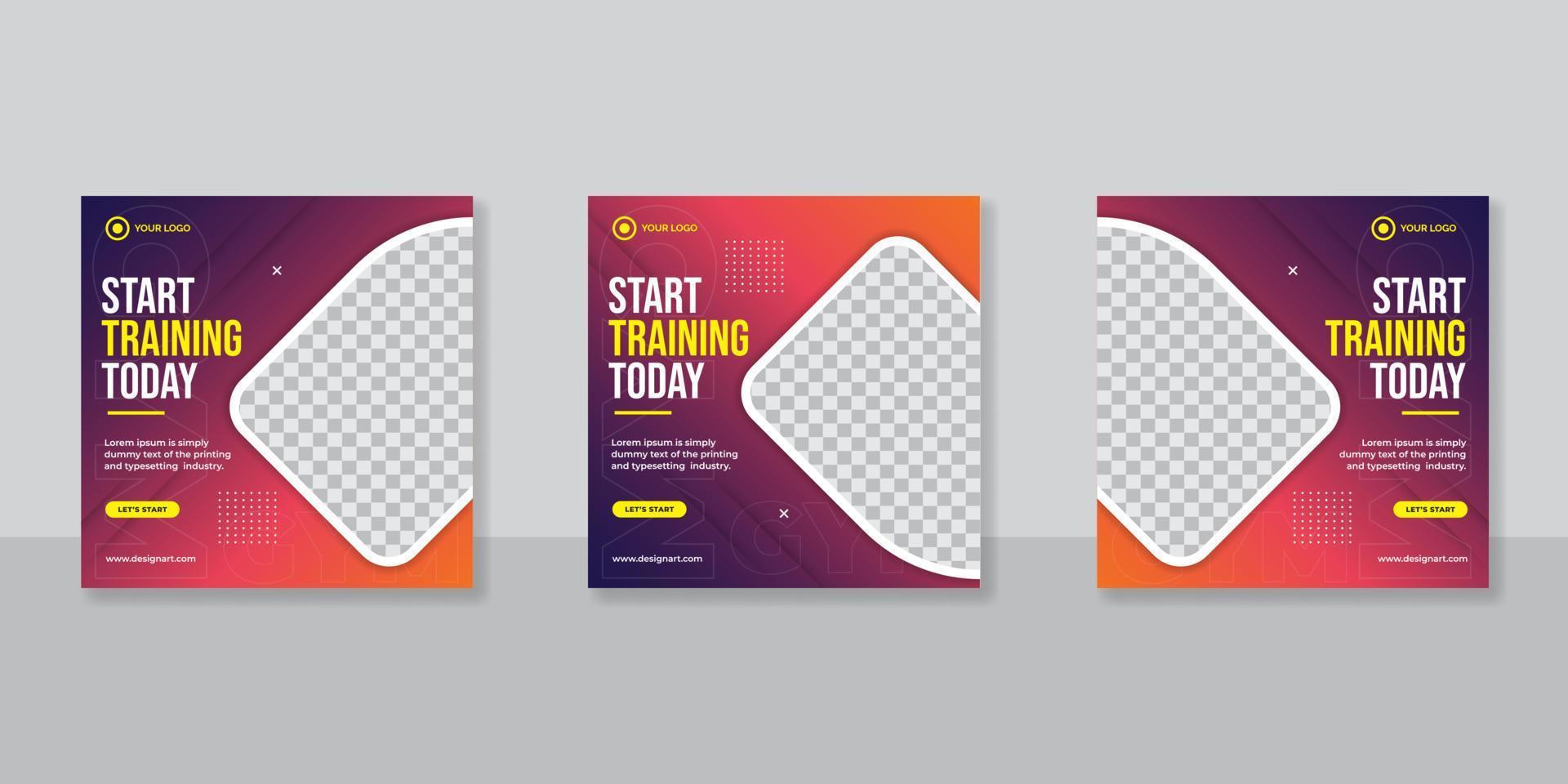Gym and fitness social media post banner template vector