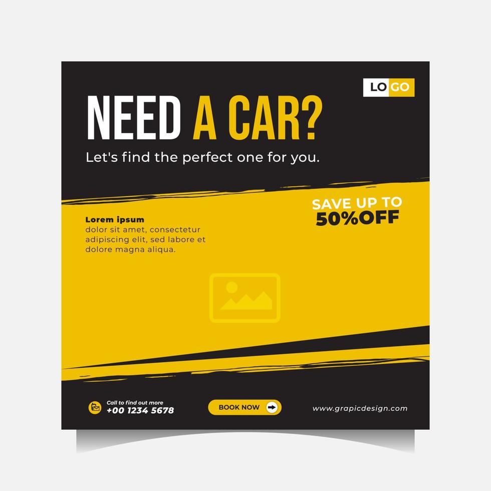 Rent a car banner for social media post template vector