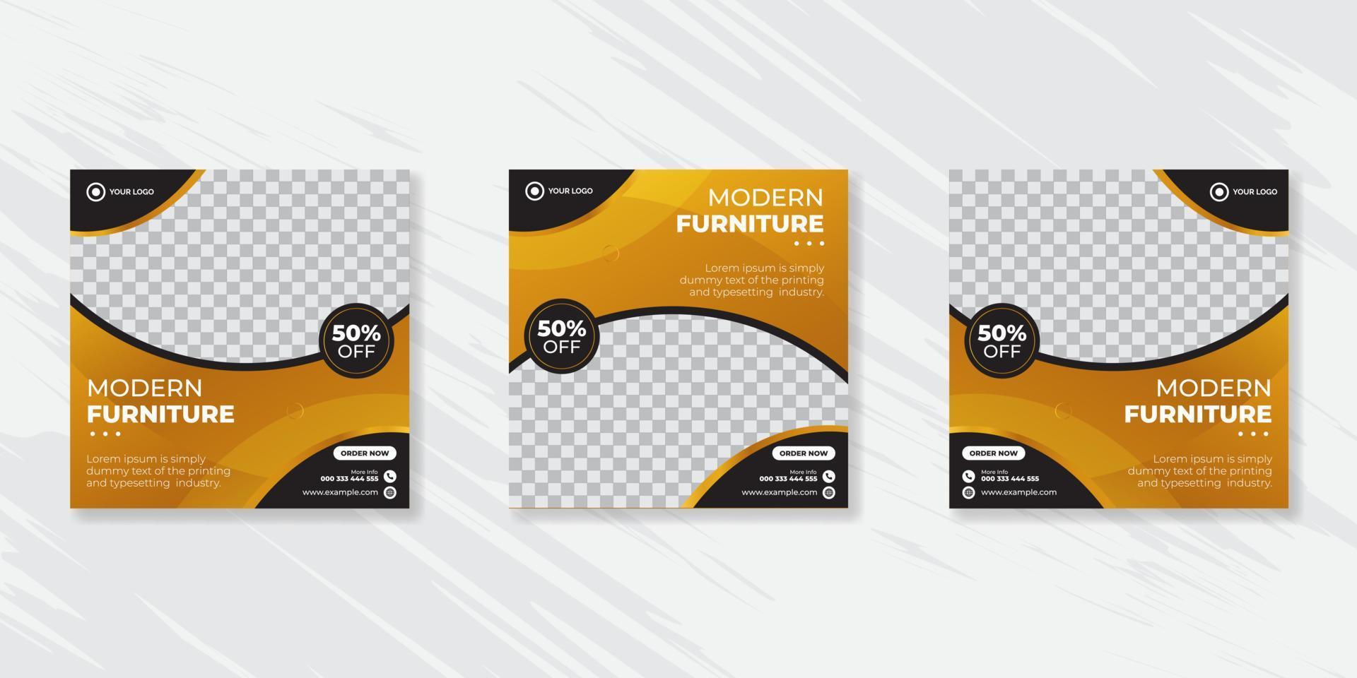 Modern Furniture social media post templates design vector