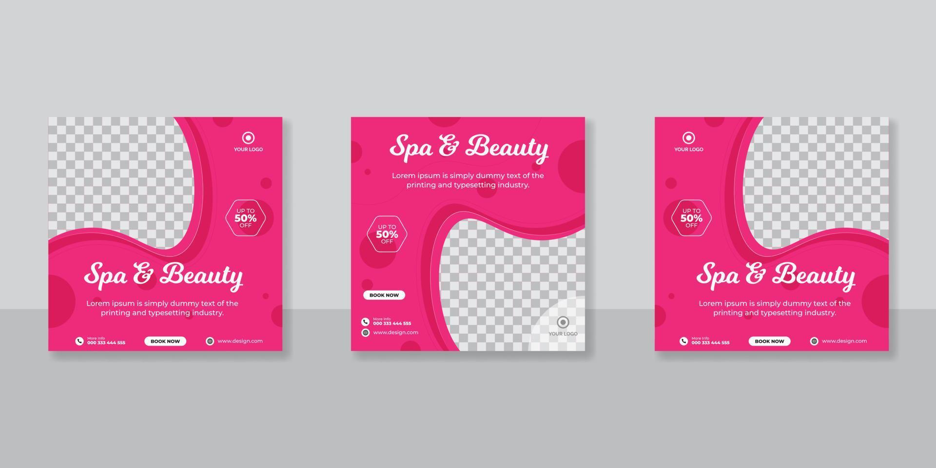 Beauty and spa promotion social media post vector