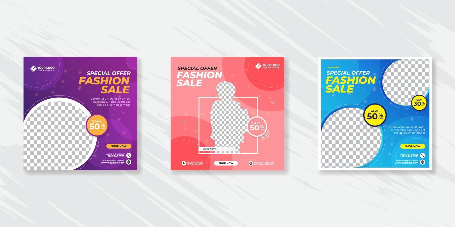 Modern promotion square web banner for social media fashion sale vector