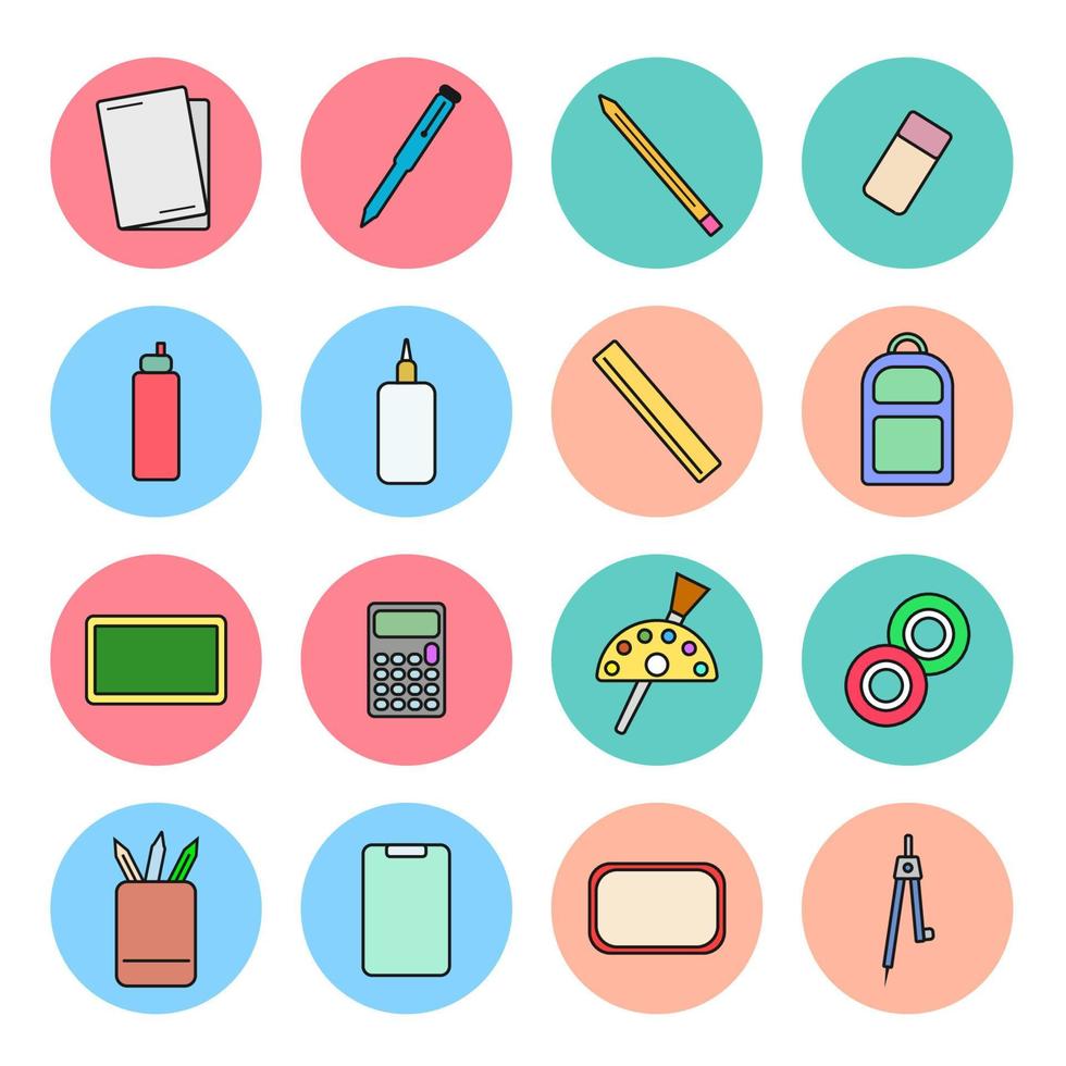 vector school icons set