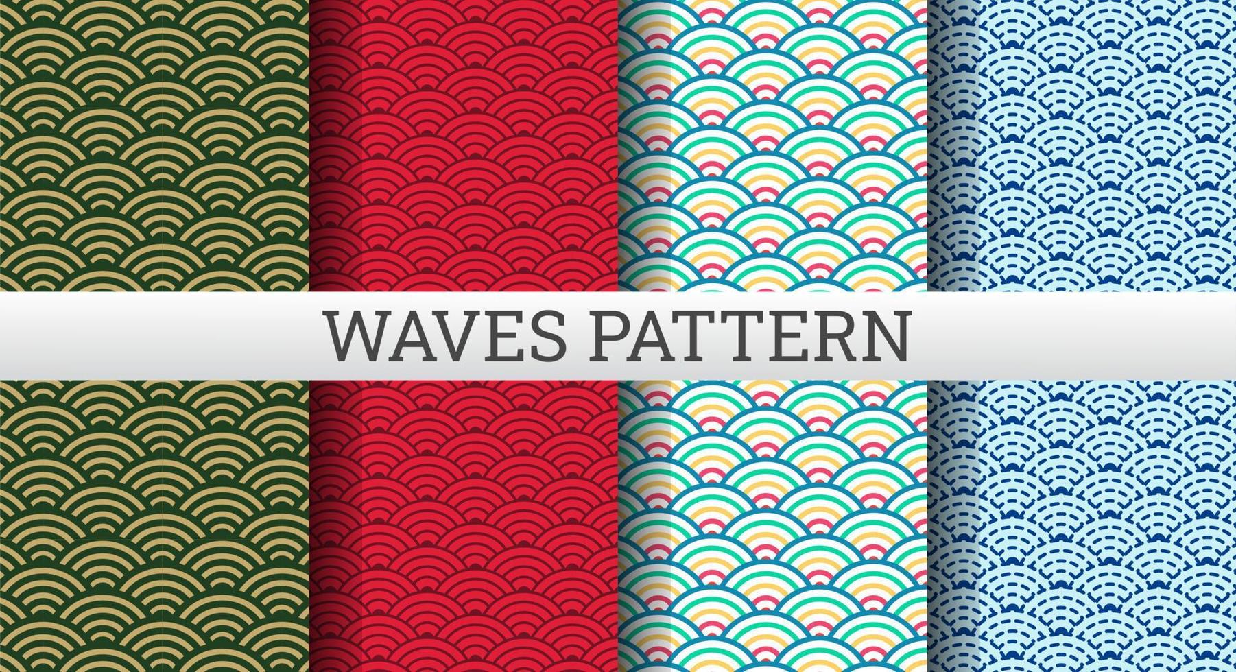 Set of Japanese waves pattern vector
