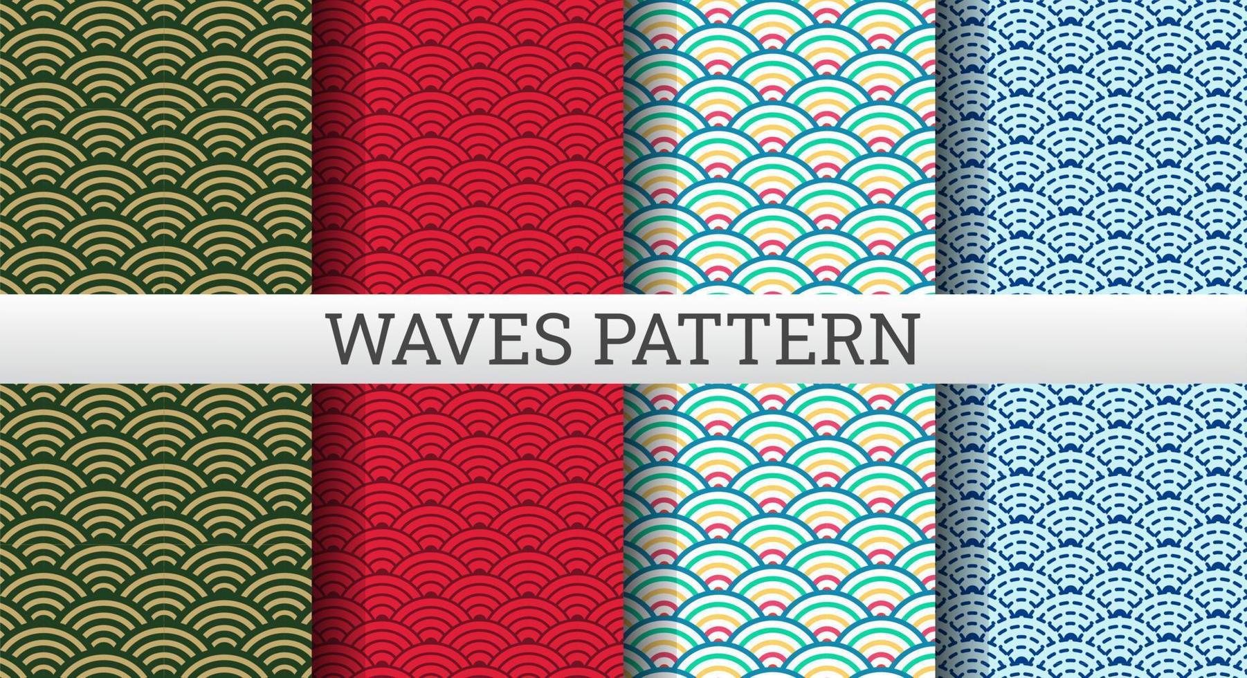 Set of Japanese waves pattern vector