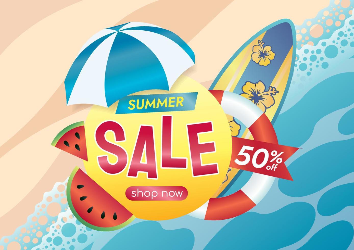hello summer sale seashore background vector