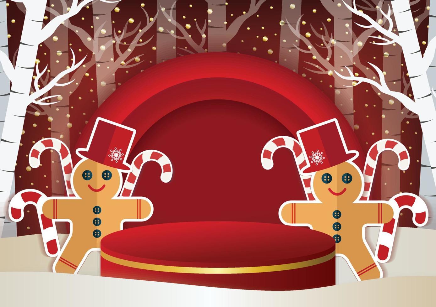 holiday vibes winter product display and cute stand vector