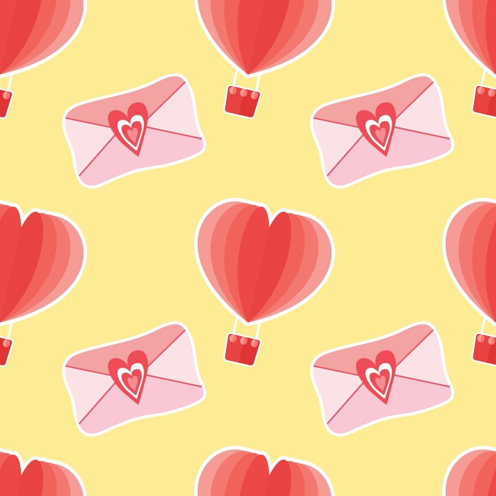 valentine's day balloons and letters seamless pattern vector
