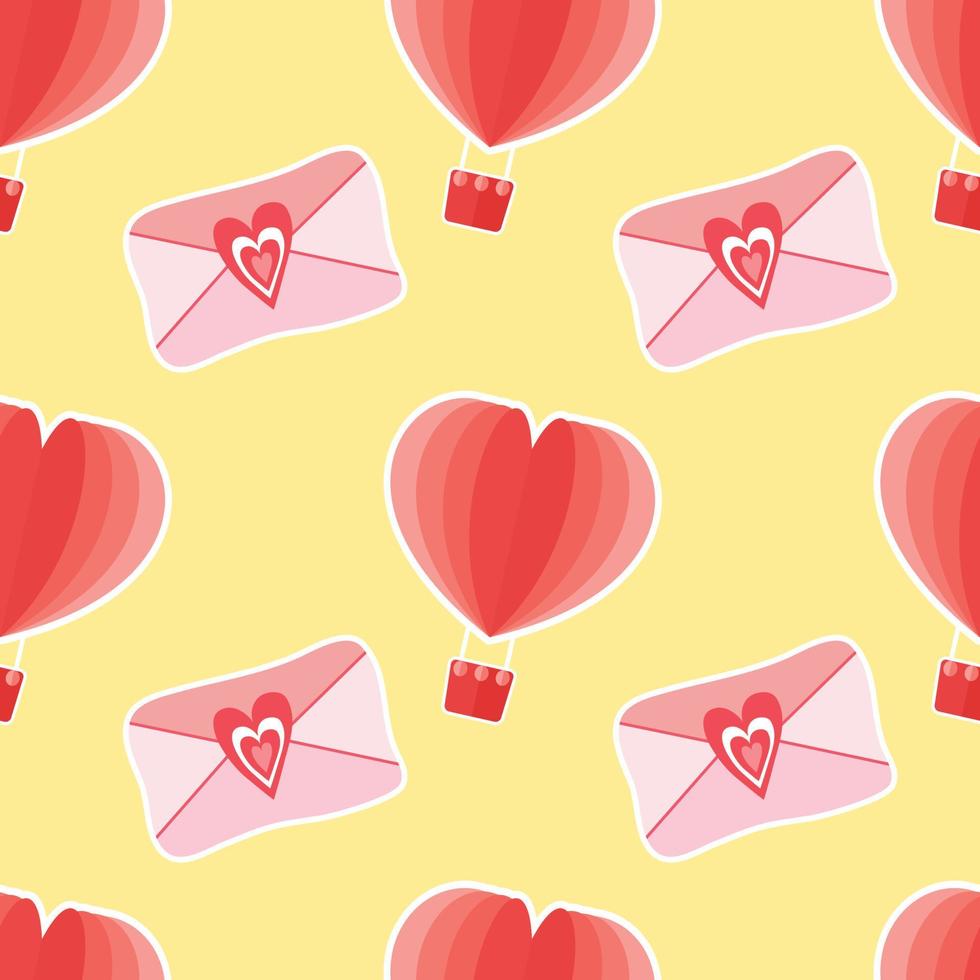 valentine's day balloons and letters seamless pattern vector