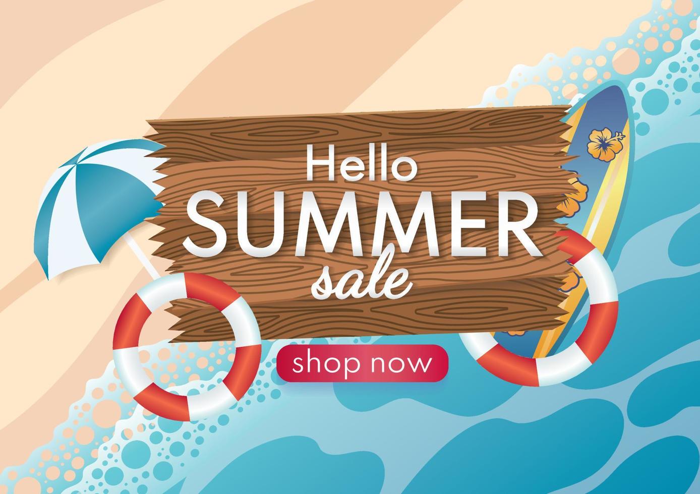hello summer sale background hot season beach background vector