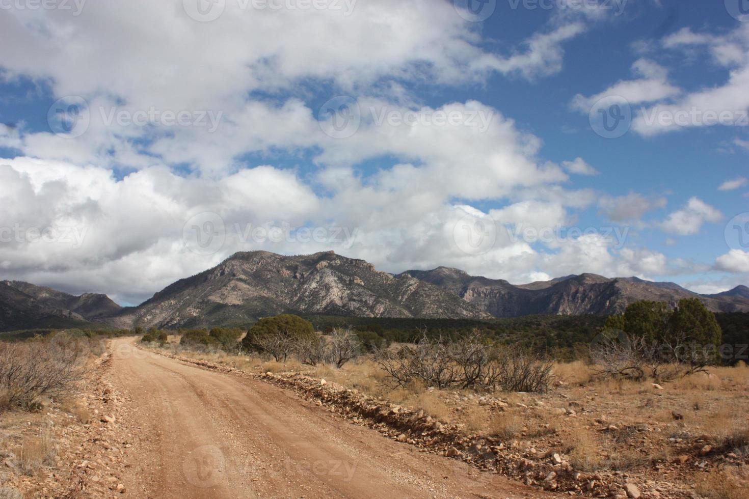 Mountainous high desert dirt road in the Gila National Forest, New Mexico photo