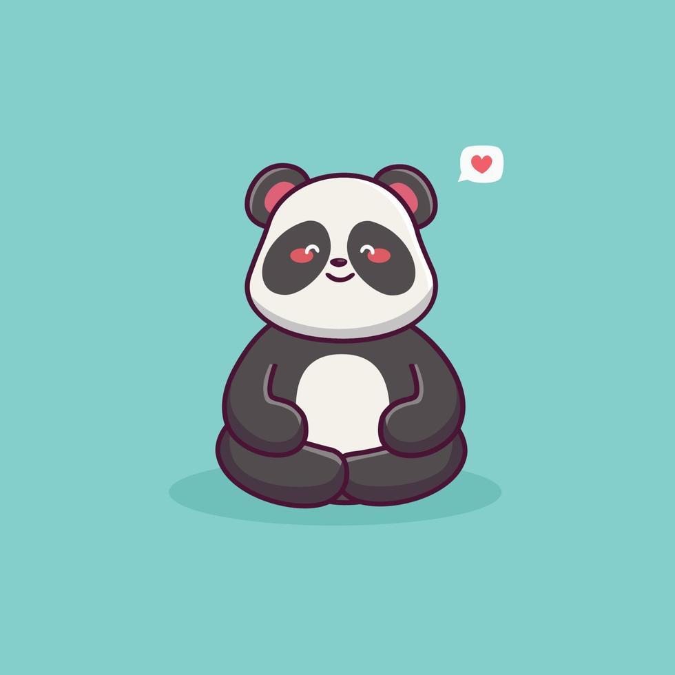 Cute panda yoga cartoon icon illustration. Cute panda meditation