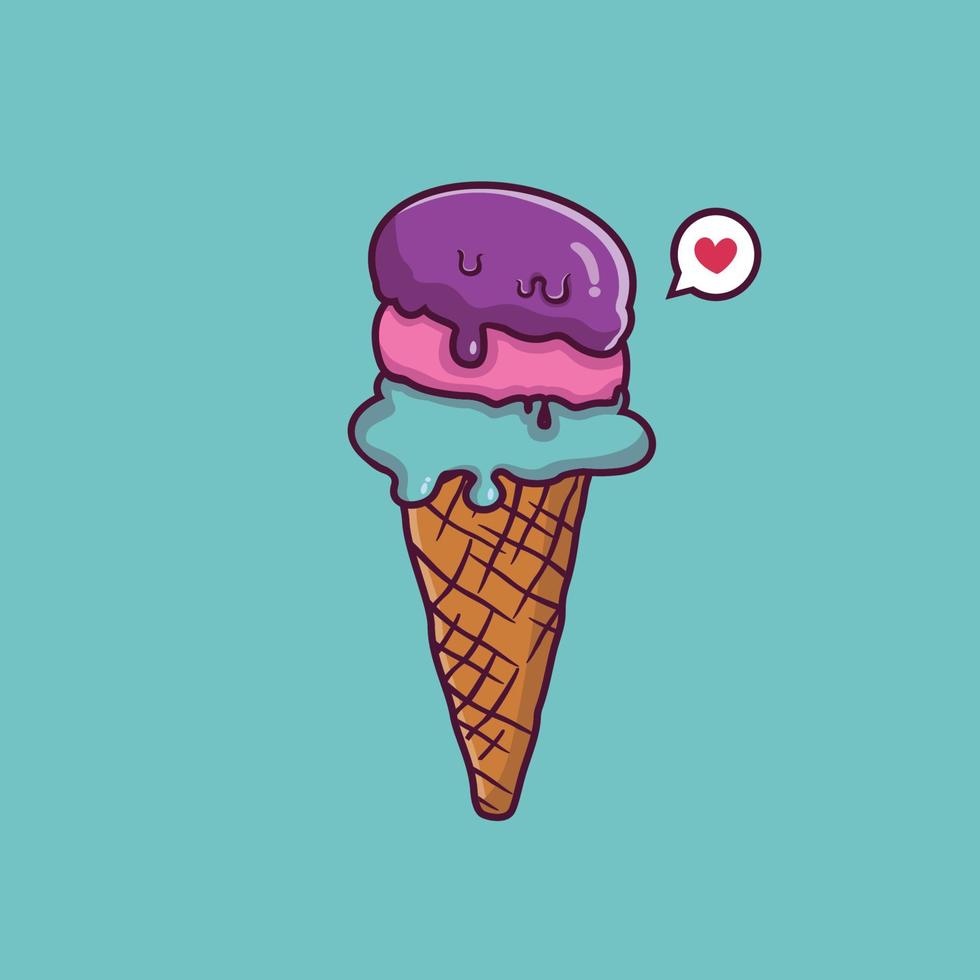 Ice cream cartoon vector icon illustration. dessert food icon concept isolated vector