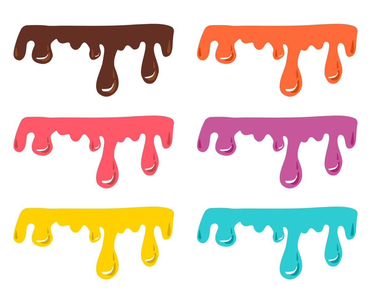 A set of ice cream  that melting on white background. It is  colorful and glossy. vector