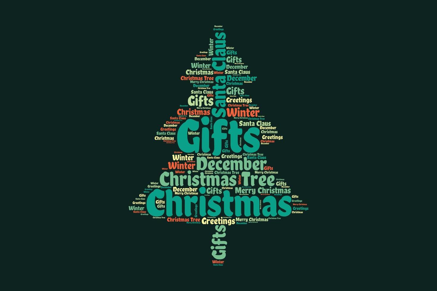 Christmas Tree Shape Cloud T-shirt Design vector