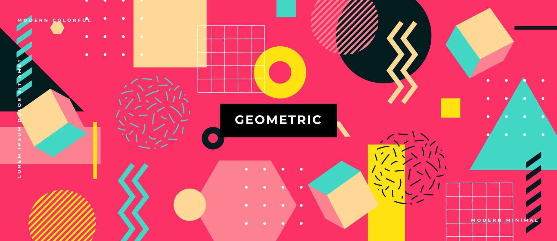 Memphis seamless pattern. Geometric elements memphis in the style of 80's. Vector illustration.