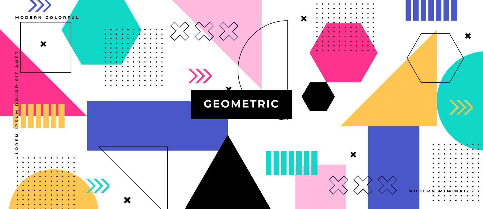 fondo abstracto con diferentes formas geométricas formas de estilo memphis, líneas, puntos, fondo. vector