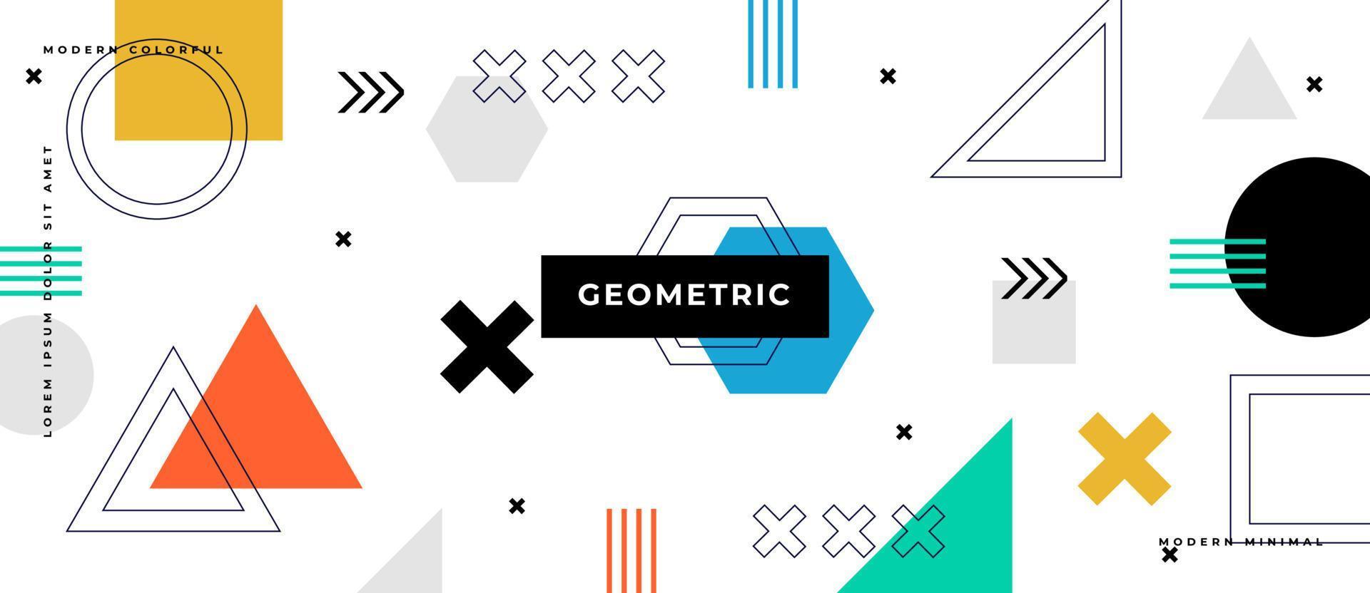 Vector seamless pattern with abstract Bauhaus or Memphis geometric shapes and composition. Retro elements, geometric pattern background.