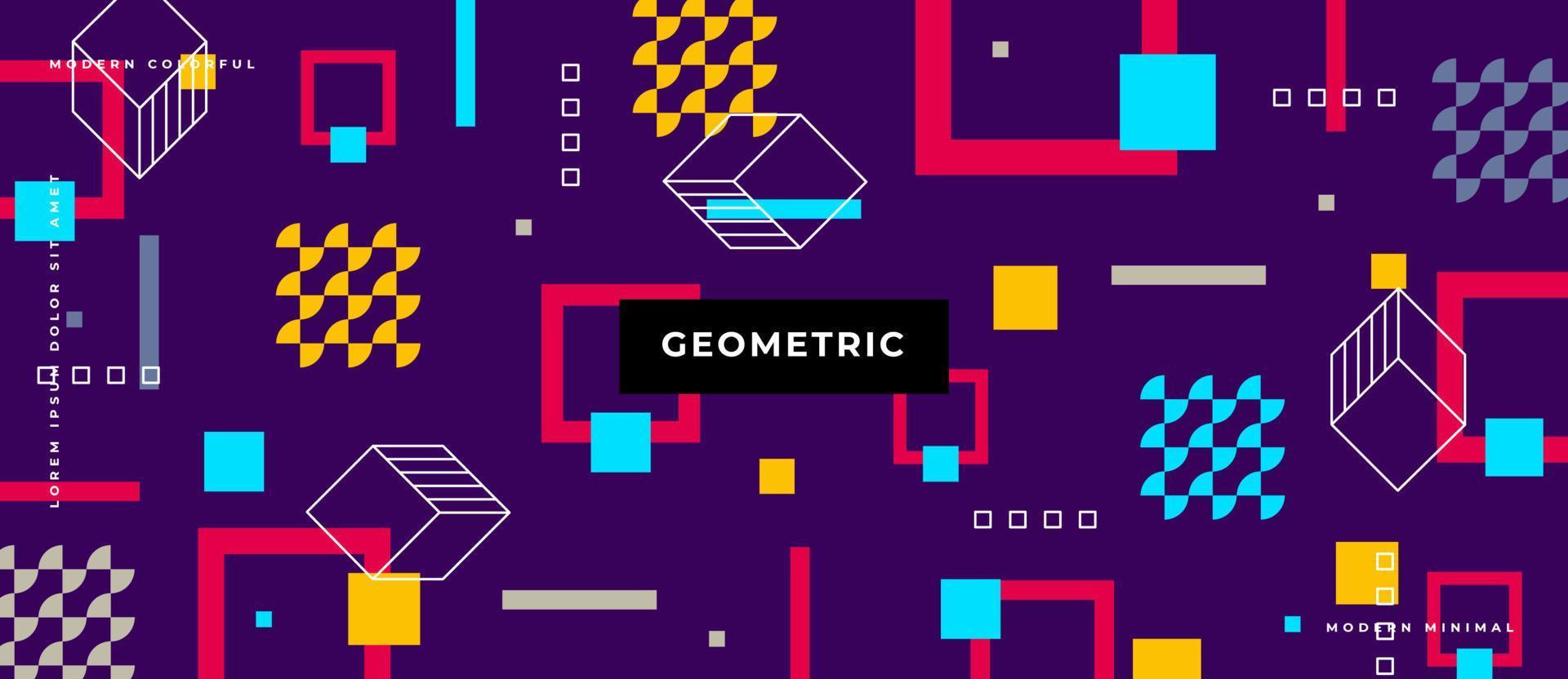 Background in the style of the 80s with multicolored geometric shapes on the white background. Illustration for hipsters Memphis style. vector