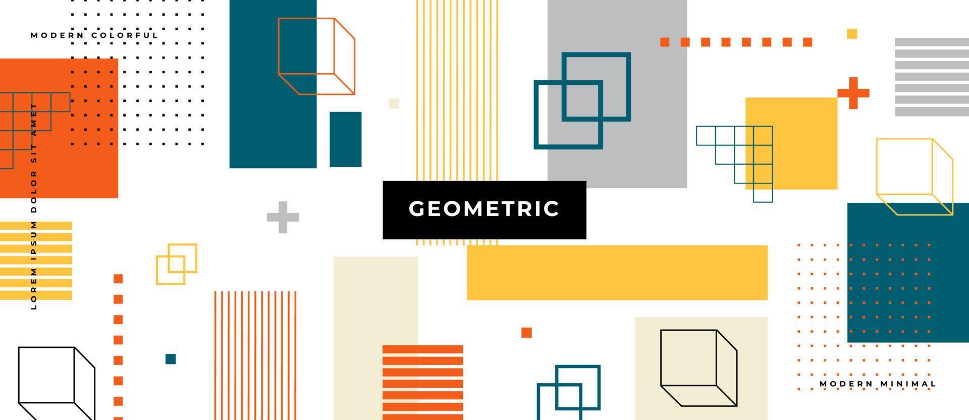 Vector seamless pattern with abstract Bauhaus or Memphis geometric shapes and composition. Retro elements, geometric pattern background.