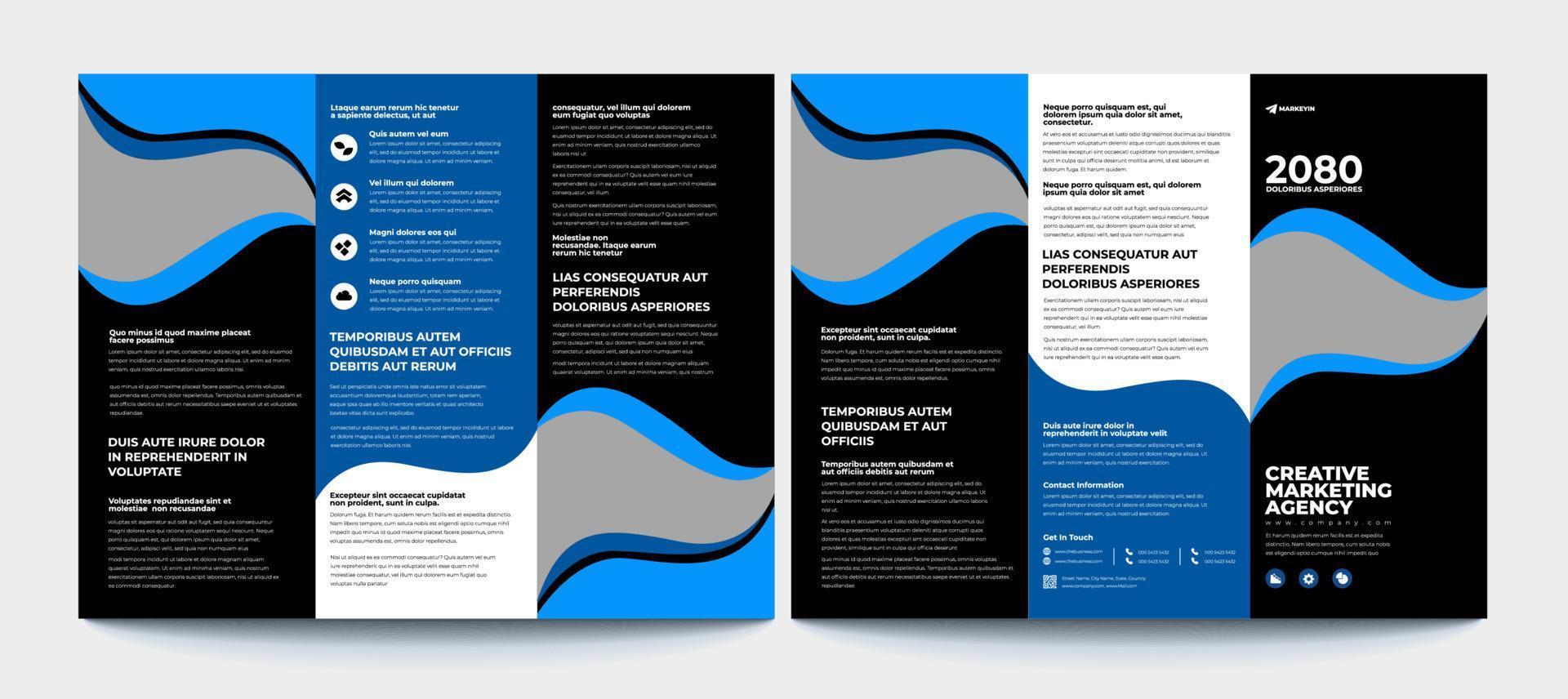 Modern trifold business brochure design template vector