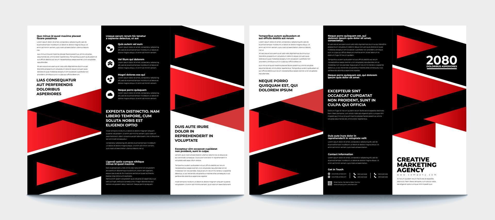 Corporate Blue Tri fold brochure template, Business Tri fold brochure design, company, flyer vector