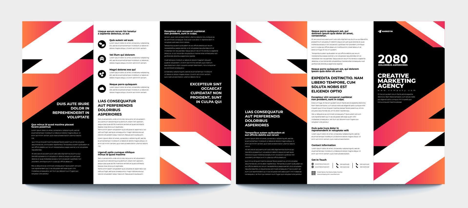 folleto tríptico de negocios, diseño de vectores de catálogo.