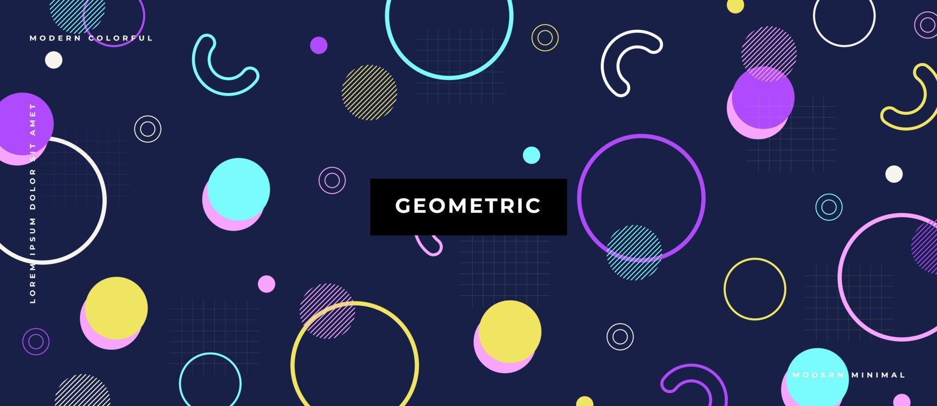 Fondo geométrico de Memphis con formas abstractas. patrón gráfico, textura para póster, tarjeta, portadas de redes sociales. patrón de memphis abstracto funky. banner de geometría en estilo retro. vector