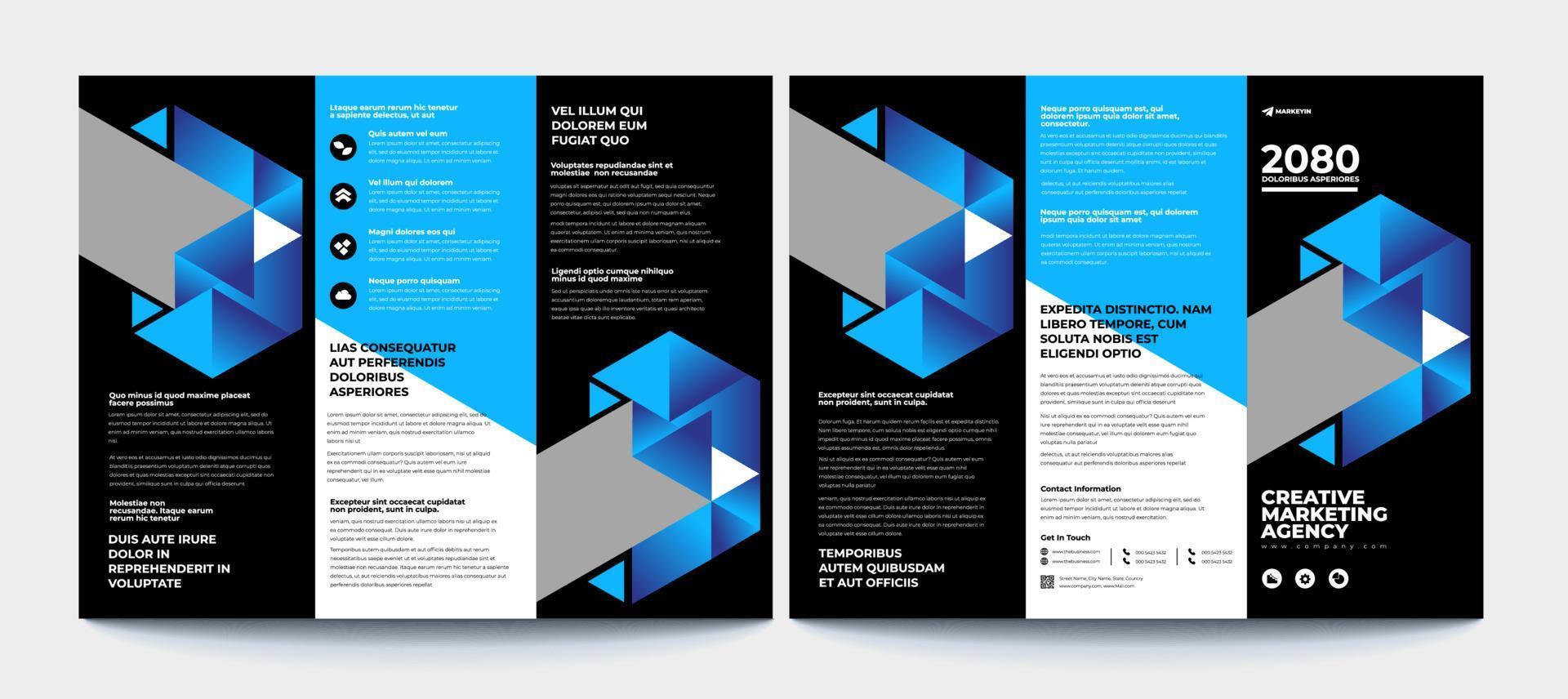 Diseño de folleto tríptico empresarial, plantilla corporativa en diseño de folleto tríptico vector