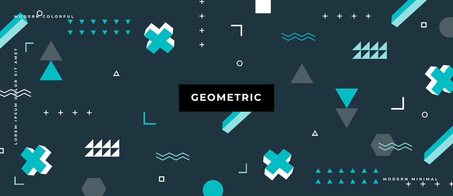 Patrones de formas geométricas abstractas de color de Memphis. elementos geométricos simples de triángulo, línea, círculo en estilo memphis de moda hipster. vector