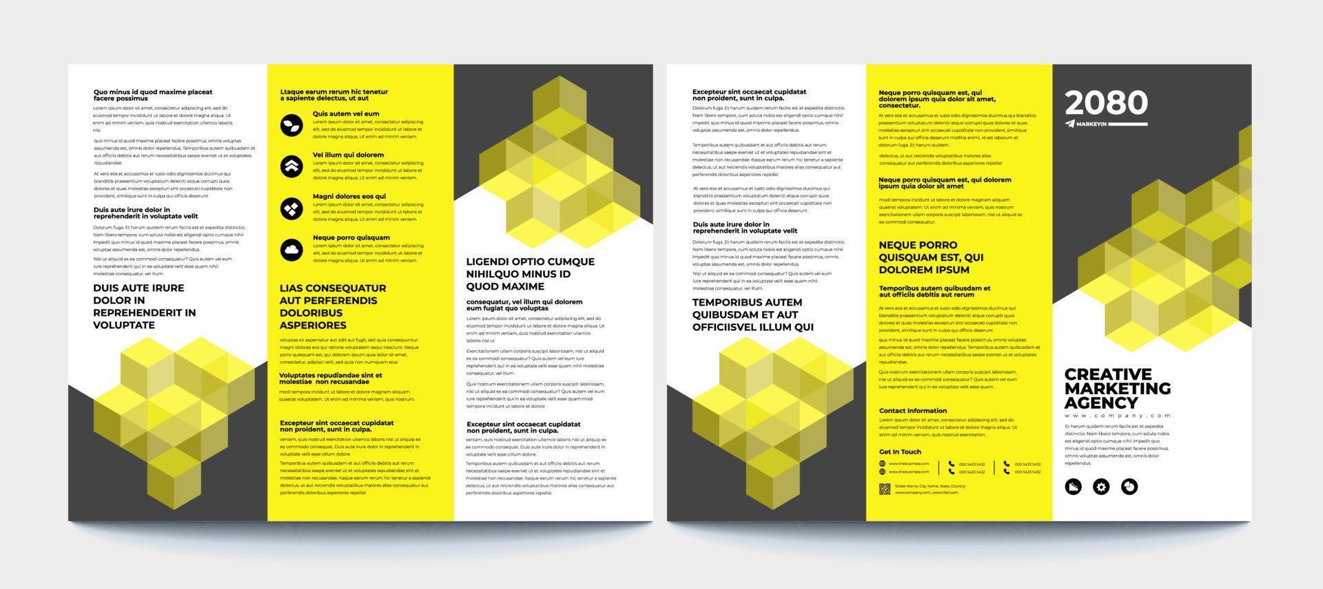 Tri fold business brochure template. vector