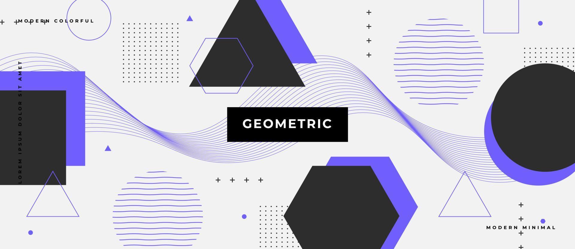 Vector seamless pattern with abstract Bauhaus or Memphis geometric shapes and composition. Retro elements, geometric pattern.