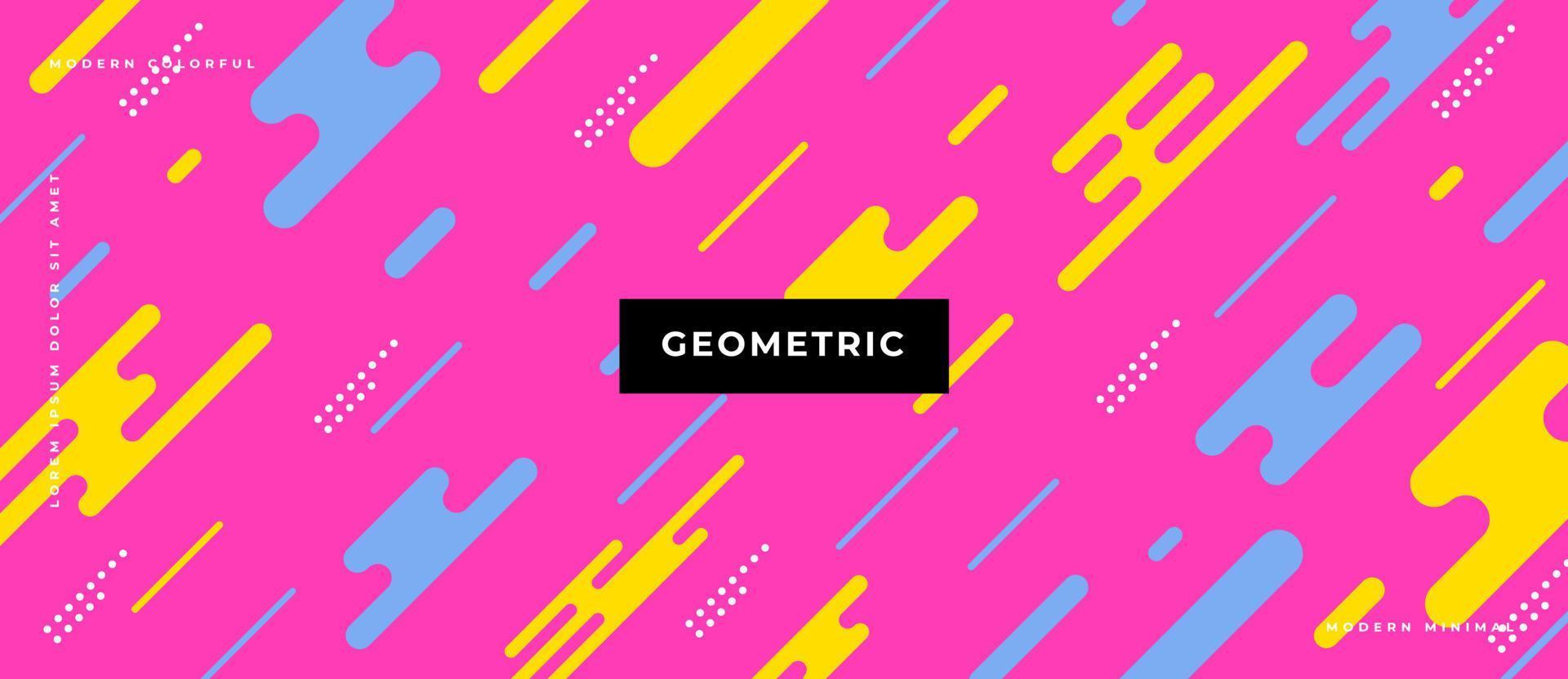 Geometric memphis style, Seamless moving lines, dot pattern in neon color background. vector