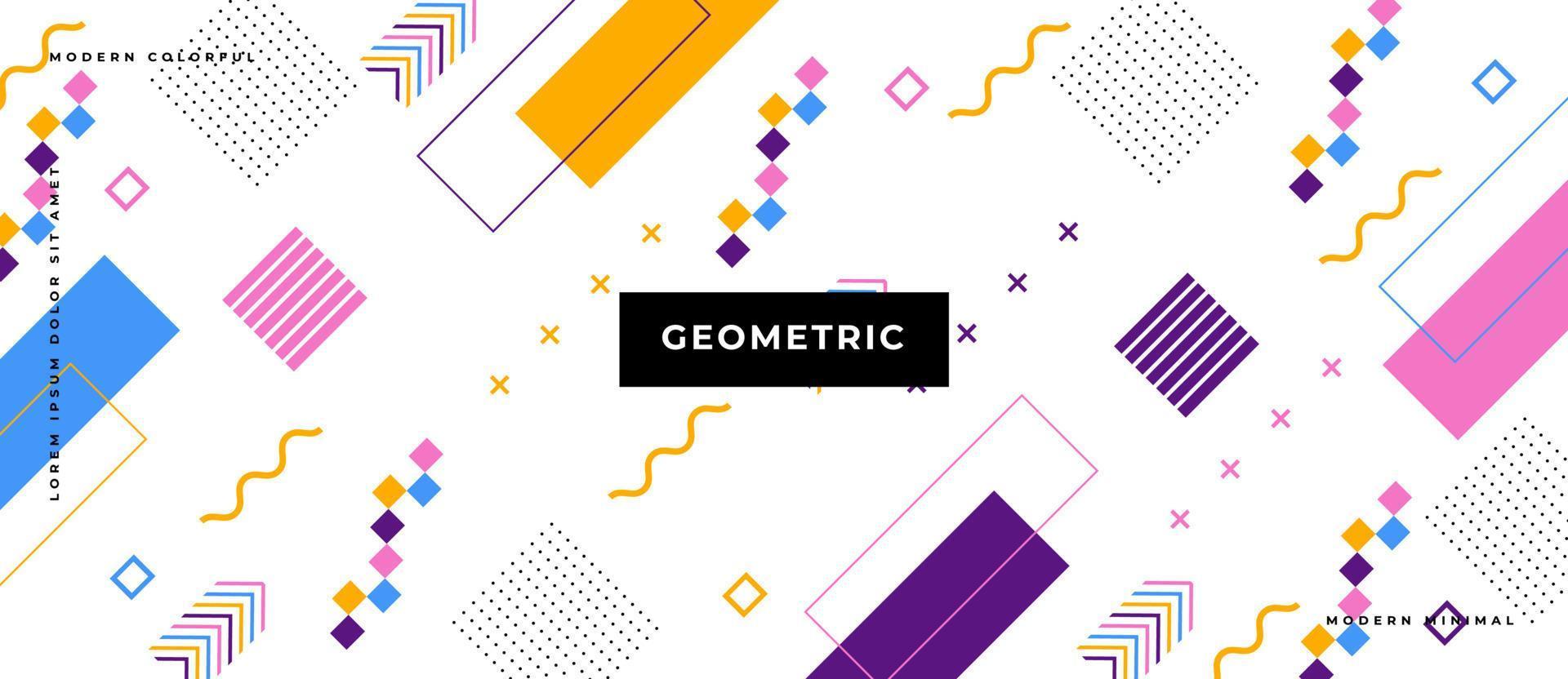 Abstract pop art color geometric basic shape pattern background. Vector overlay geometric design of trendy Memphis 80s-90s style. Abstract Memphis style background